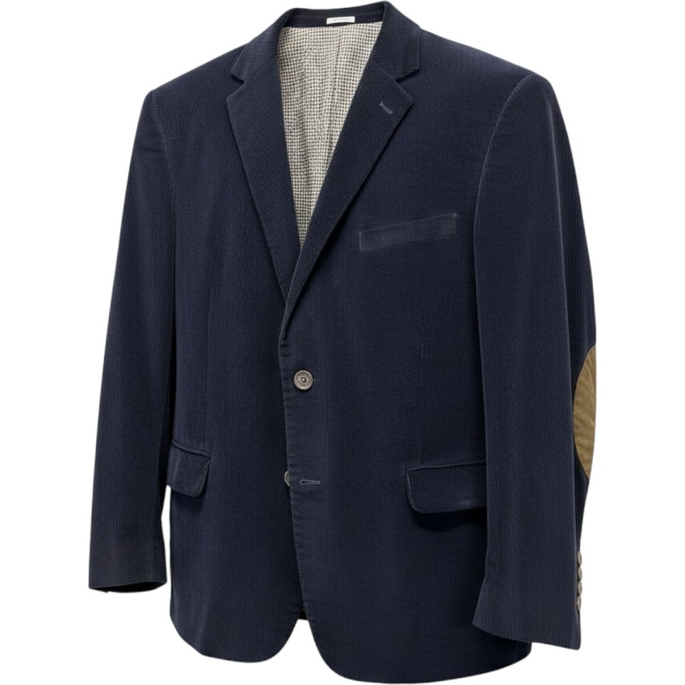 Saddlebred Blazer Mens 44S Navy Blue Solid Heritage Corduroy Elbow Patch Jacket